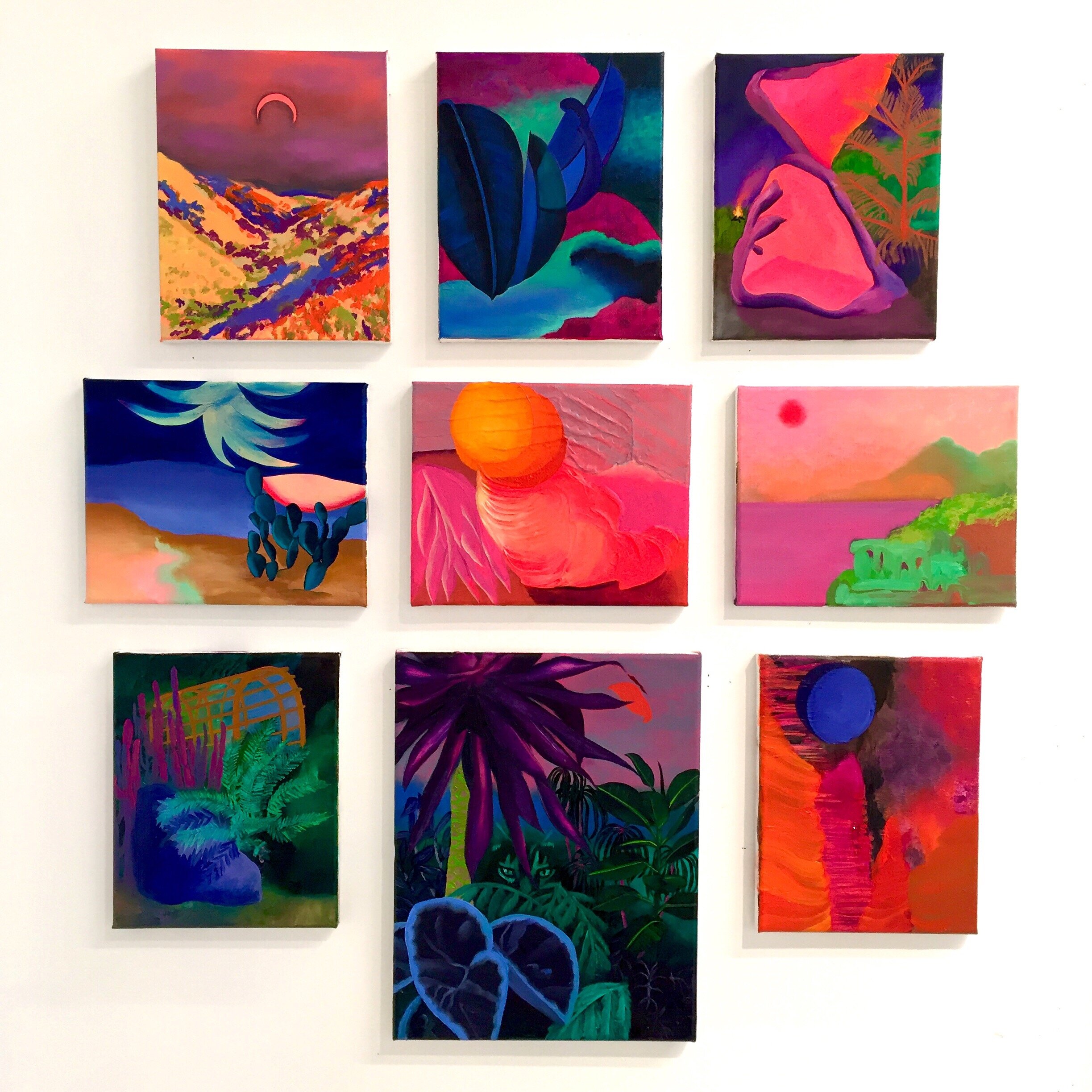  Group of small paintings, 2018-19, oil on canvas, 8 x 10 - 11 x 14” each 
