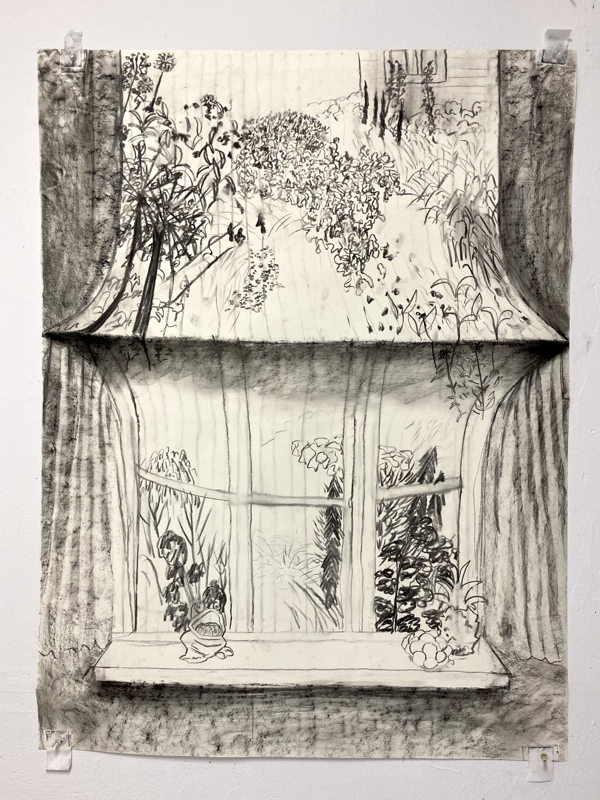   Drawing for Window,  Charcoal on Paper, 30”x40”, 2021 