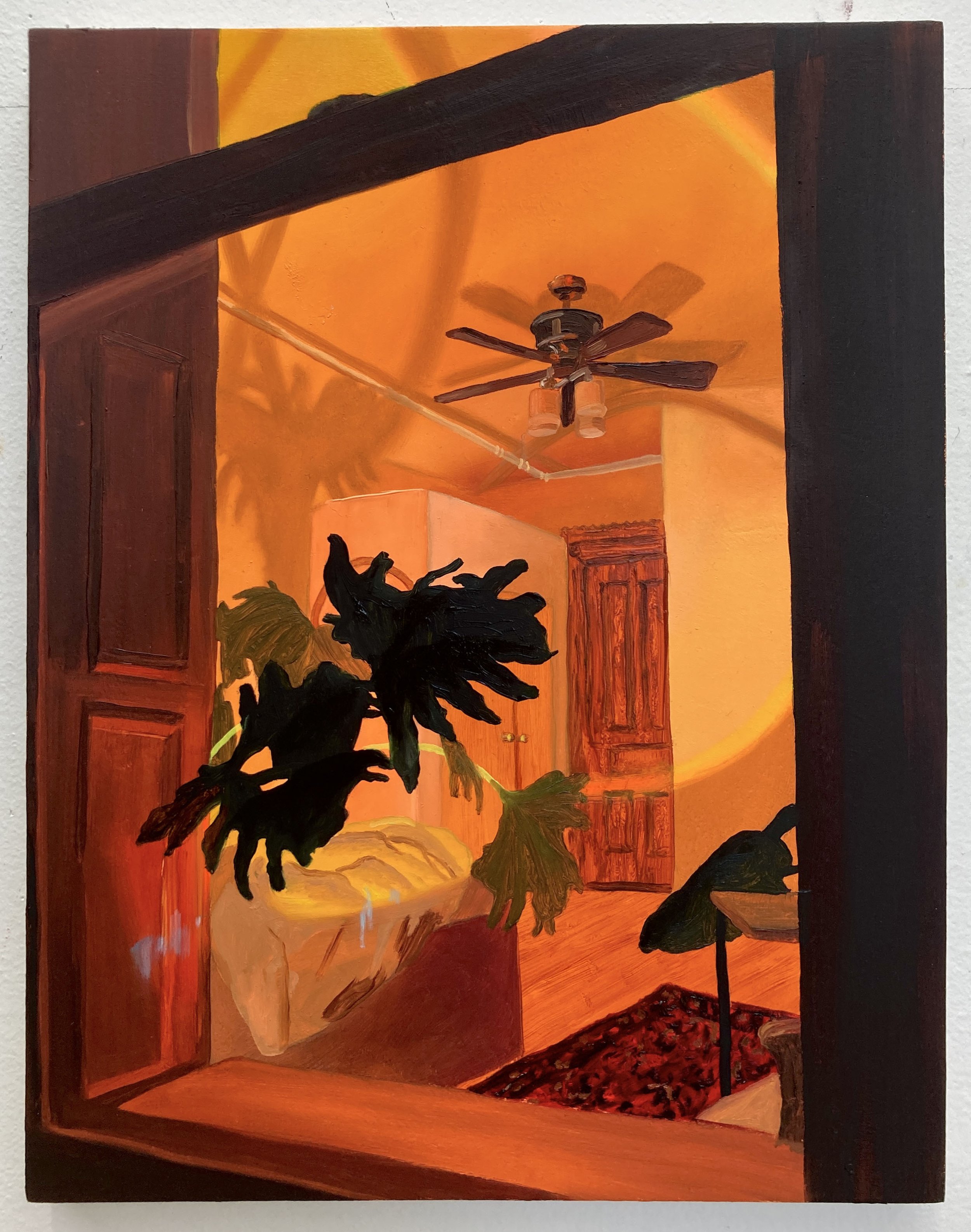   Orange Interior , 2023, oil on panel, 14 x 11”  Courtesy of Coulisse Gallery 