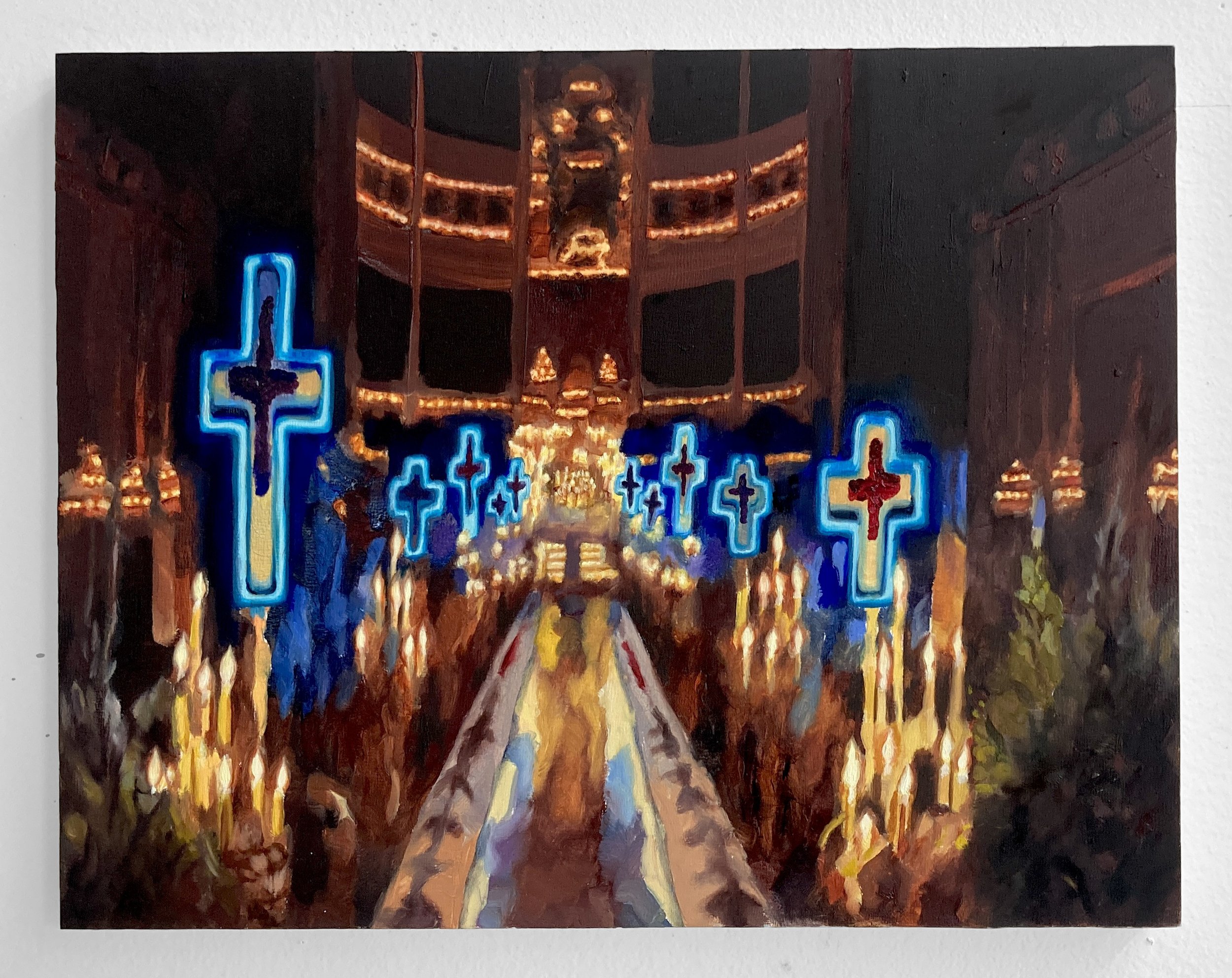   Altar in Blue , 2023, oil on panel, 11 x 14”  Courtesy of Coulisse Gallery 