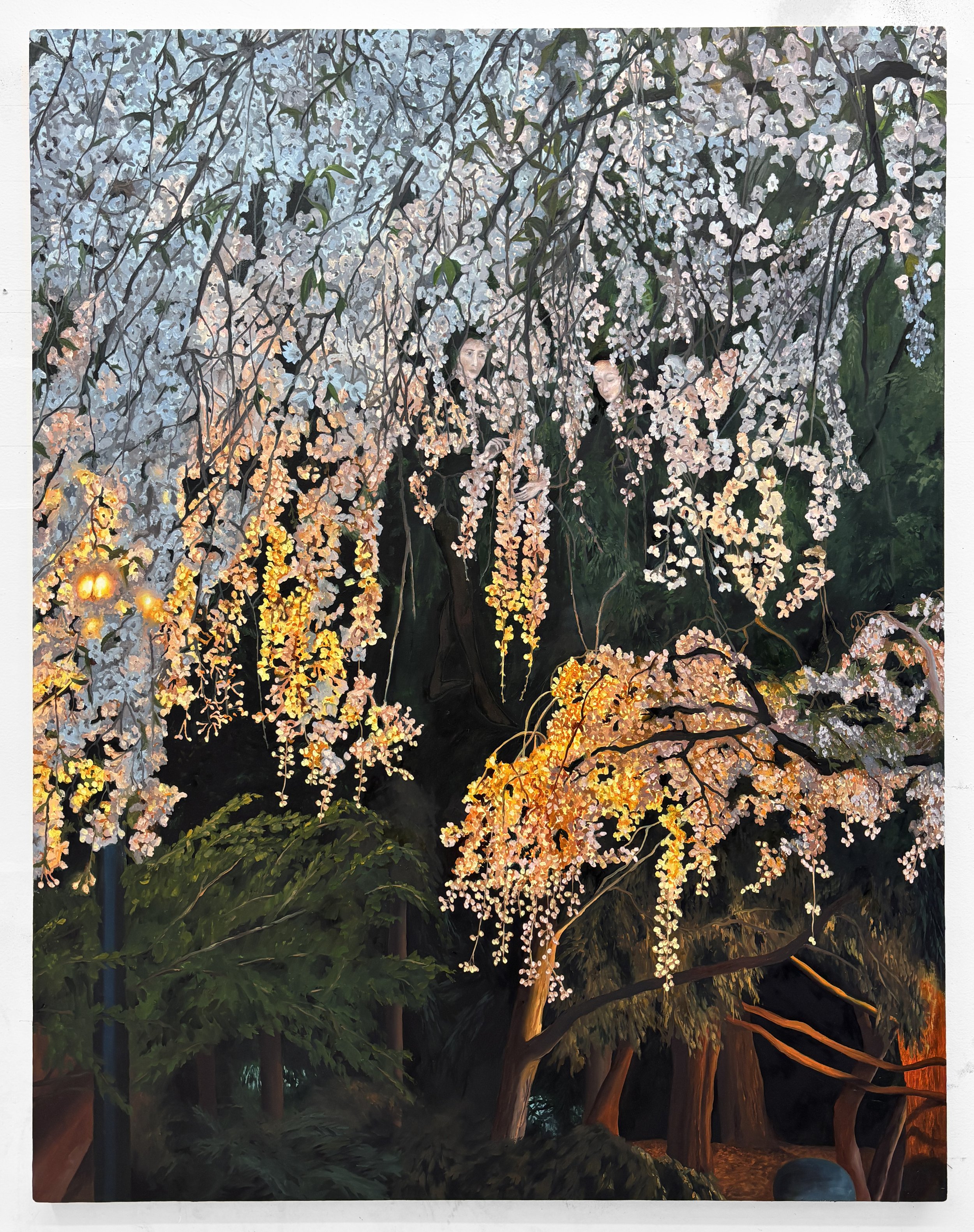   Light on Leaves , Oil on Canvas, 46”x36”, 2025 