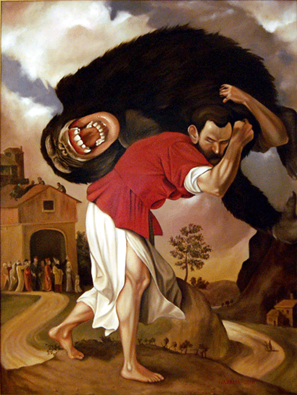 Man With Large Chimpanzee