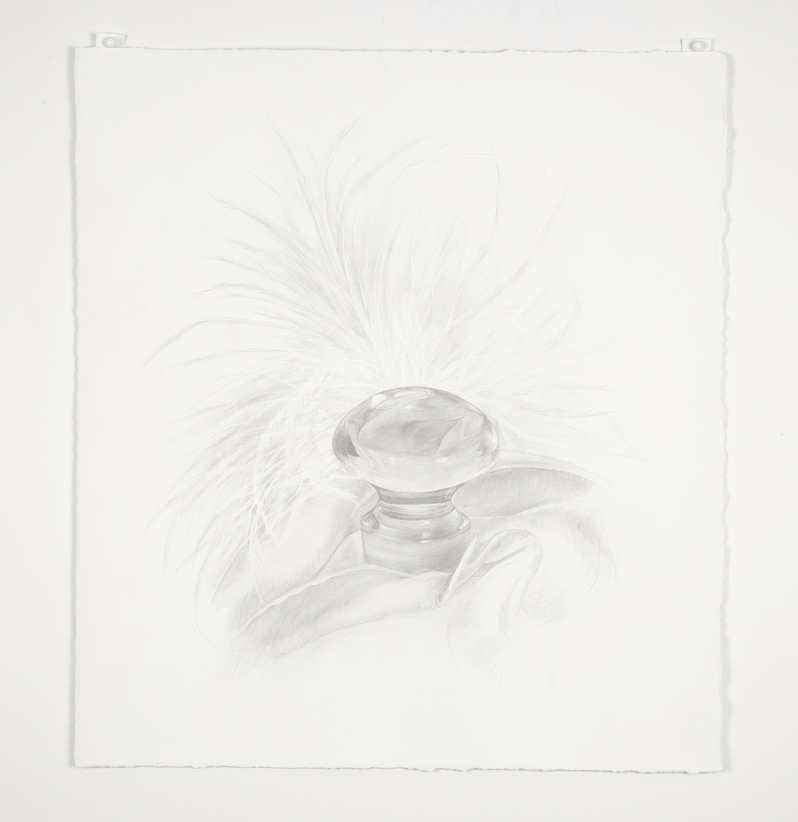 Katherine Vetne, Glass Orb , 2016, 9x10 inch, silverpoint on prepared paper. Image courtesy of Lorna Stevens and Joanne Easton.