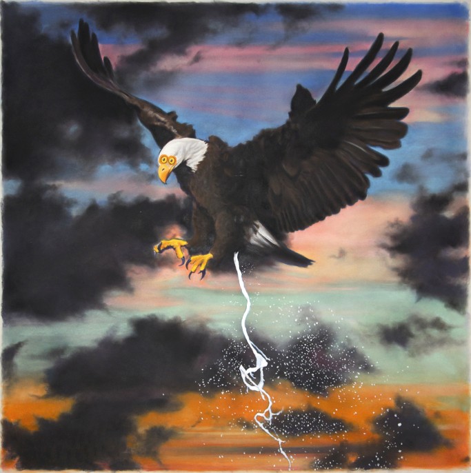Eric Yahnker, Honorable Discharg e, 2015, pastel on paper, 48 x 48 in, http://www.ericyahnker.com .
