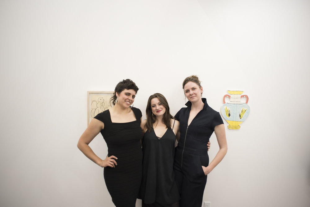 Kaitlin Trataris, Lauren Licata, and Anička Vrána-Godwin (co-founders R/SF projects), Young Collectors Club, R/SF projects, San Francisco, April 29, 2017. Image courtesy of R/SF projects.