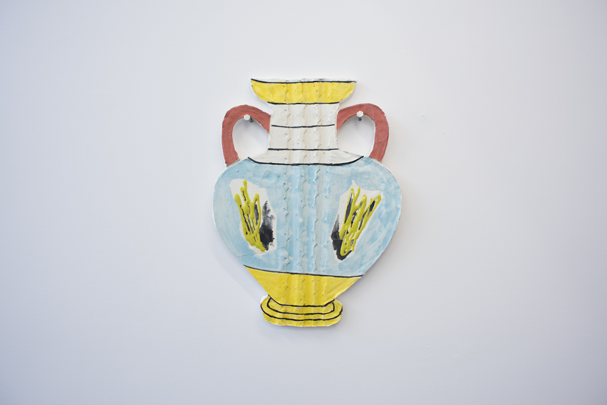 Maryam Yousif, Doesn't Hold Water , 2017, glazed ceramic wall hanging, 17 x 13 x 0.5 inches. Young Collectors Club, R/SF projects, San Francisco, April 29, 2017. Image courtesy of R/SF projects.