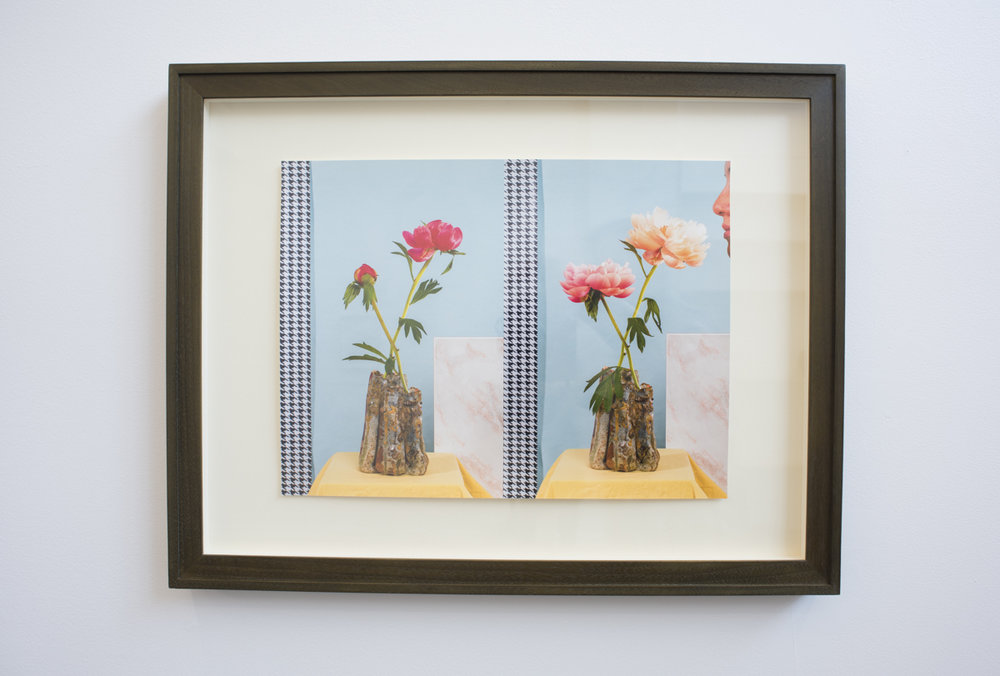  Nando Alvarez-Perez,  Still Life 040316/040616 (Hhoundstooth) , 2016, olive wash walnut frame, plexiglass, eggshell mat board, archival pigment print, 19.5 x 25 inches. Young Collectors Club, R/SF projects, San Francisco, April 29, 2017. Image court