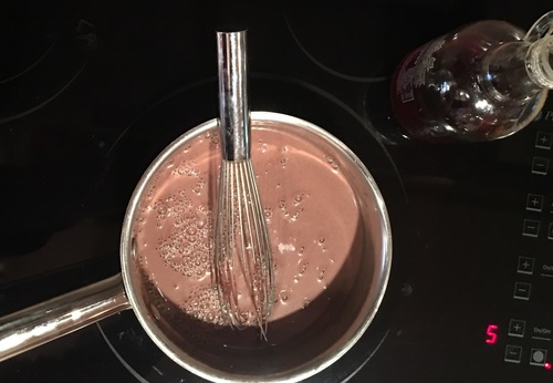 Bubbles are from stirring the chocolate mixture.