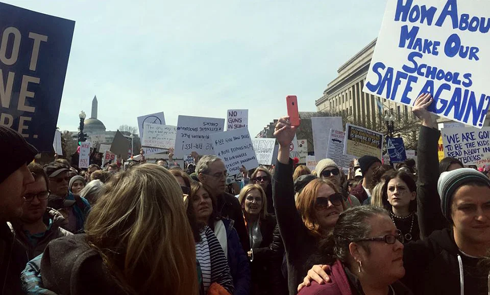 Protesters gathering near the speaker stage on Constitution Ave, Washington, D.C.
