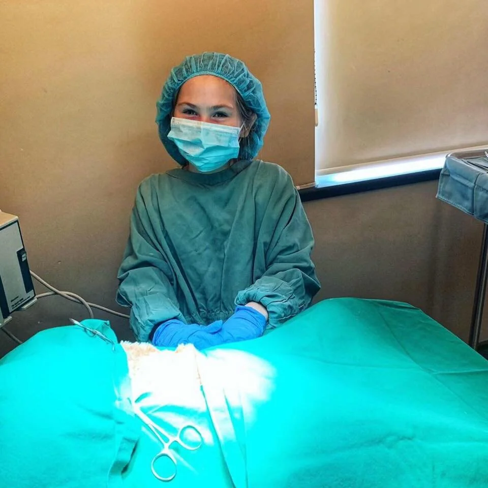 One of our volunteers for the day! (Tanya, Clinic Manager’s daughter Gracie).