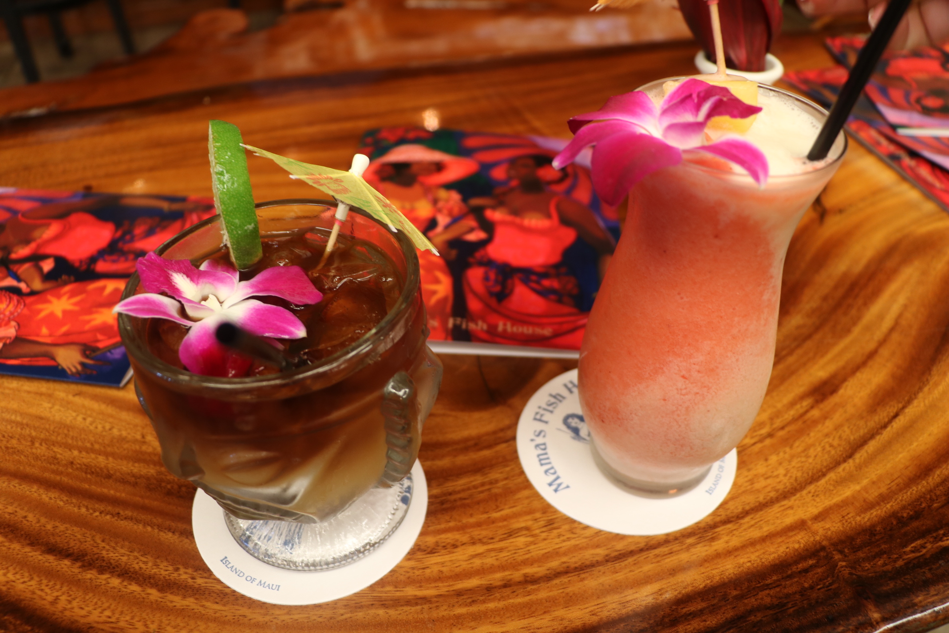 Mai Tai for Mr. A and a Virgin Lava Flow for his Baby Mama