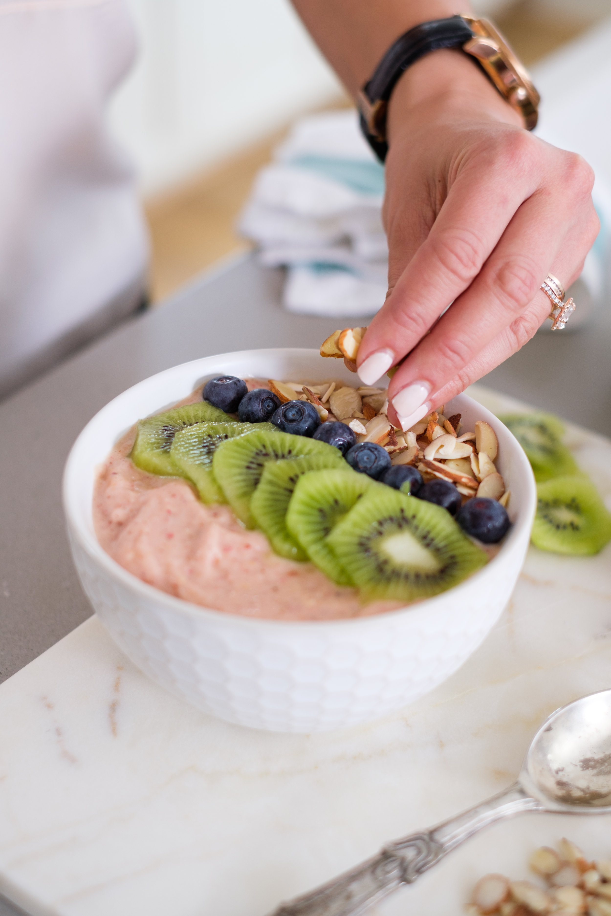 I love adding sliced almonds on top for a little crunch. Photography Credit: AshtonStan.com