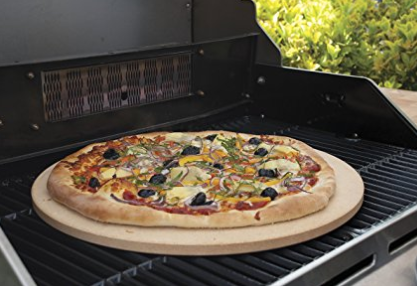 Pizza Stone for the oven or grill We love to grill pizzas during the summer months but when the weather cools down we put the pizza stone in the oven. Our favorite? Mr. A's Bacon, Brie & Jalapeno Pizza