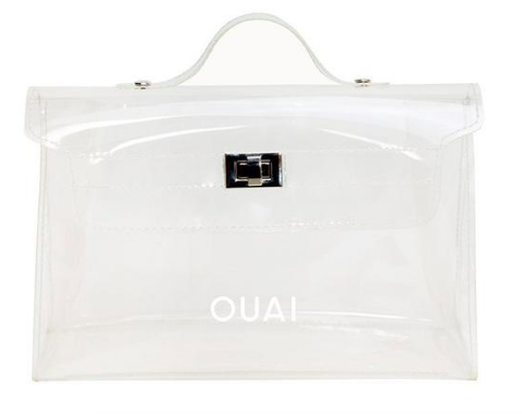 OUAI CLEAR MINI PURSE $15 Maybe I’m late to this clear bag trend but I have the Ouai pink bag and use it all the time! It was limited edition but I found this one on their site and I love the shape and cute buckle. Perfect for poolside or summer travel vibes, right?
