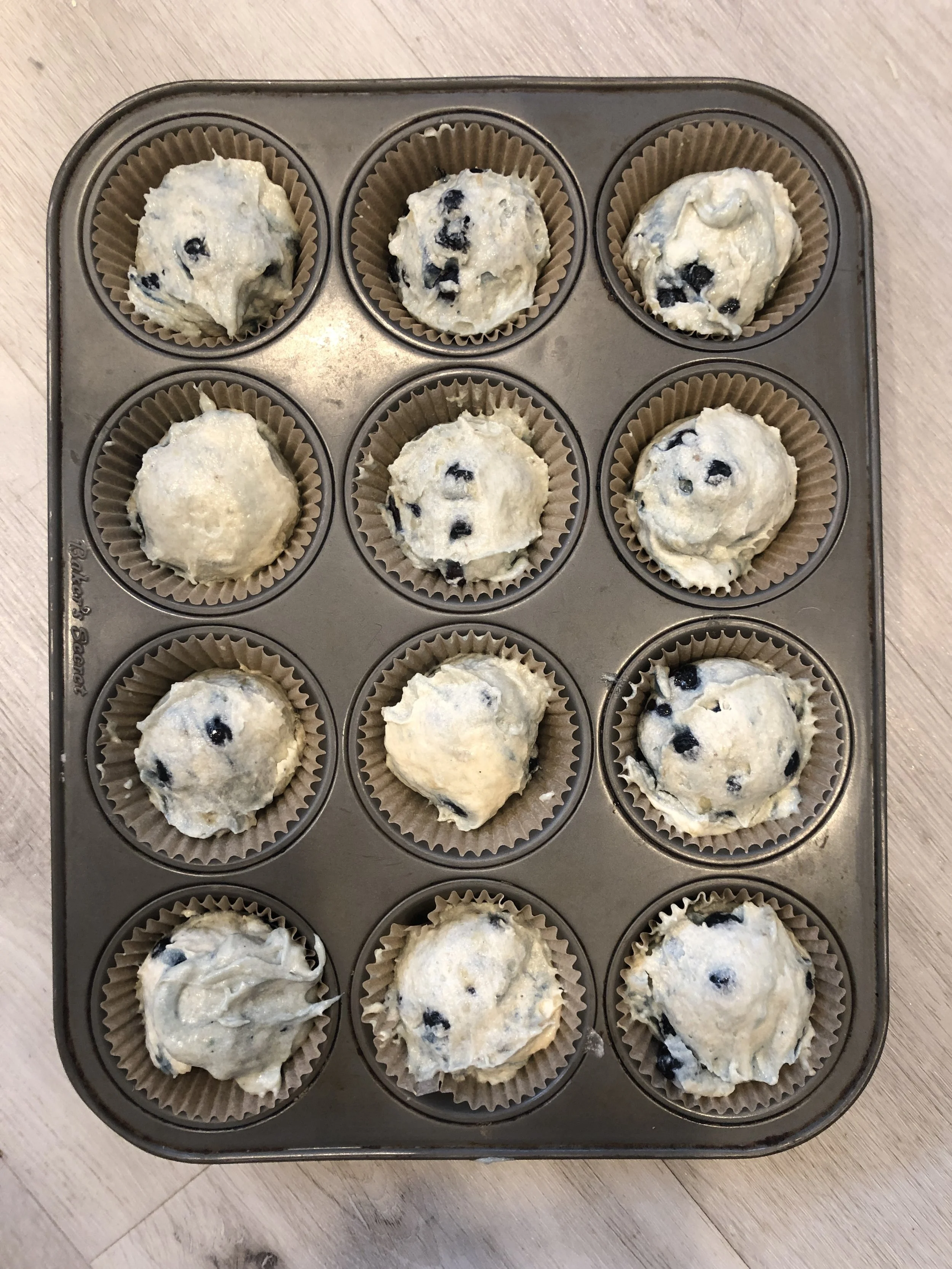 Use a cookie or ice cream scoop to make even sized muffins