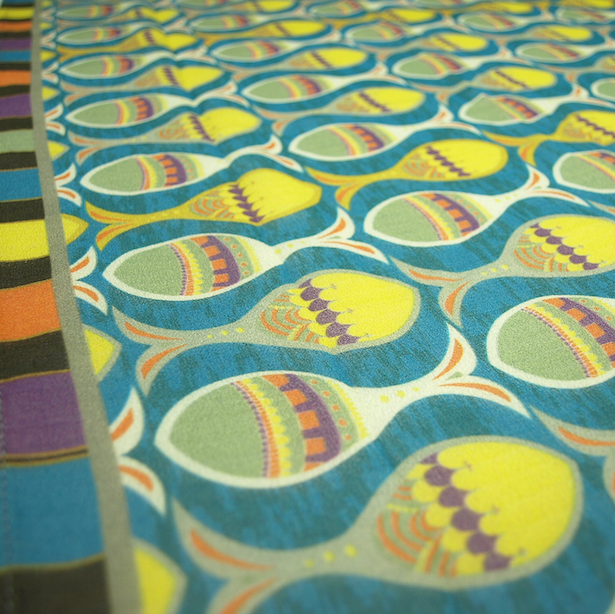 Optic fish crepe silk scarf.