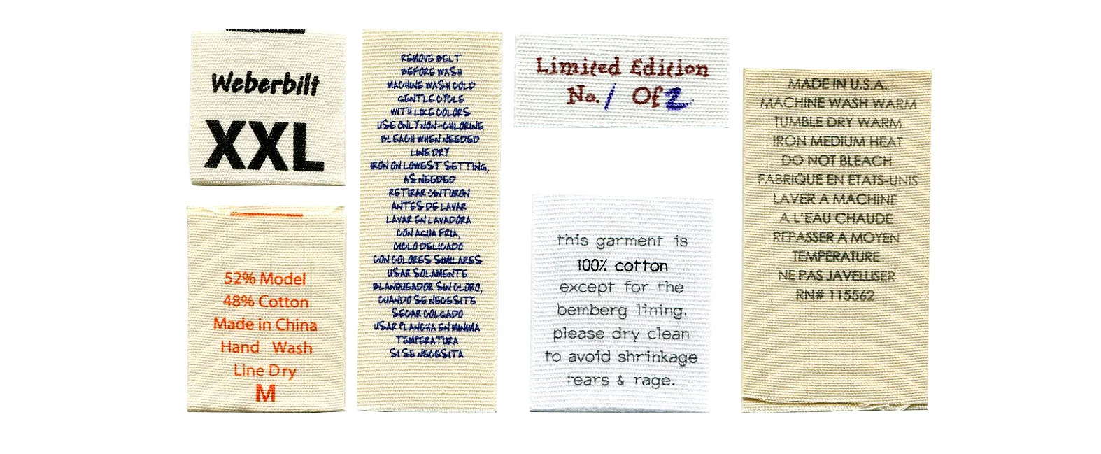 Care / Content Labels — California Label Products