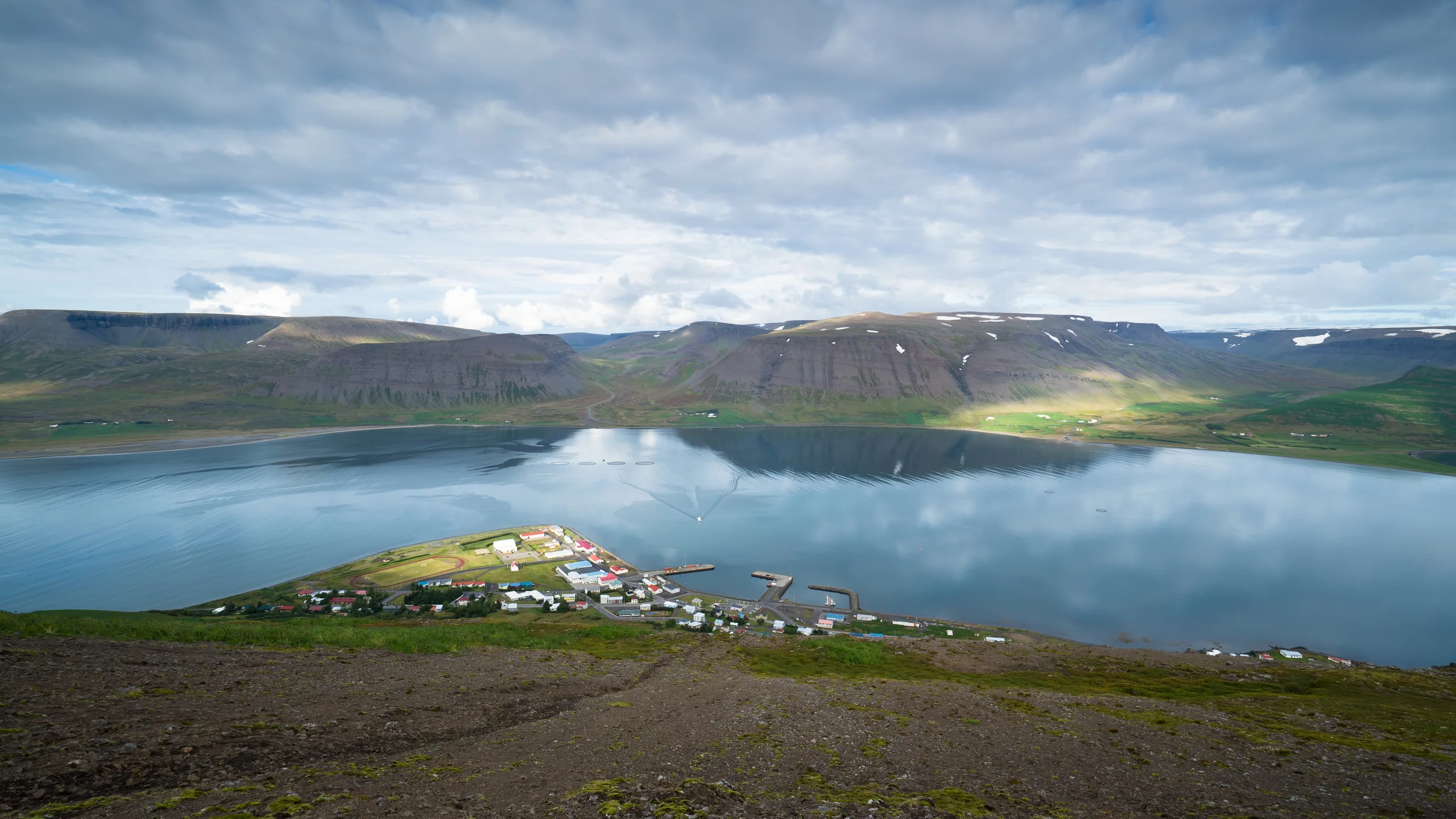 view of Þingeyri from Sandafell