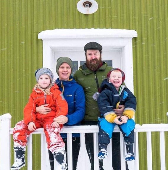 The family: Frosti, Wouter, Janne, and Fríða