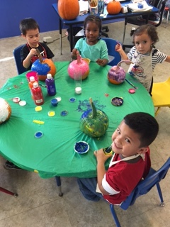 painting our pumpkins