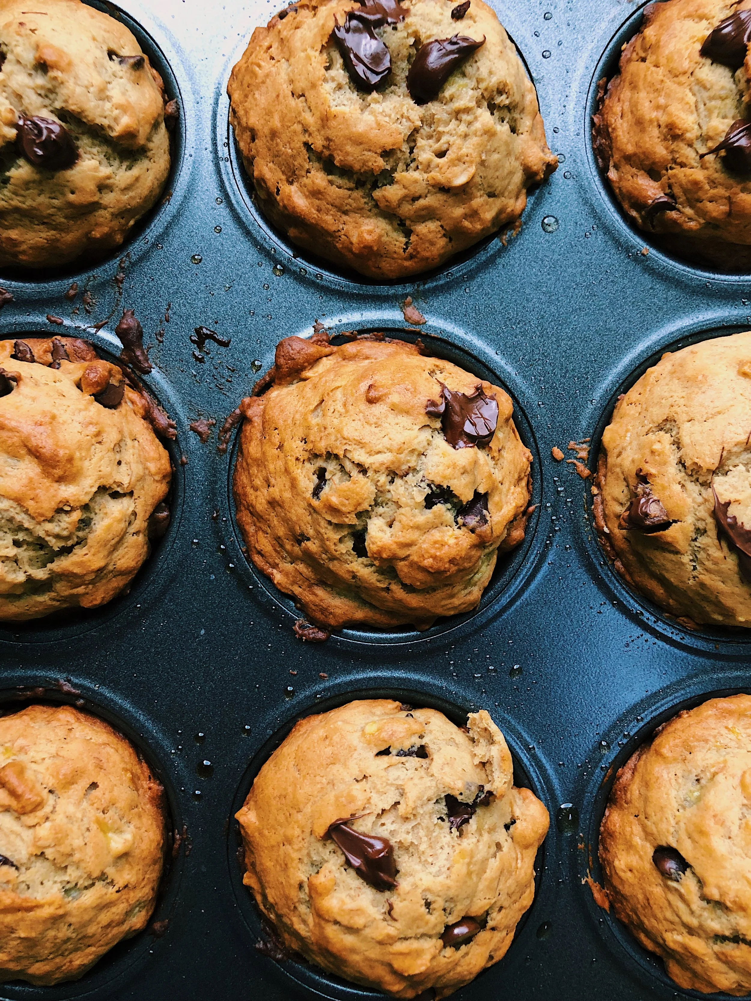 Peanut Butter Chocolate Banana Muffins