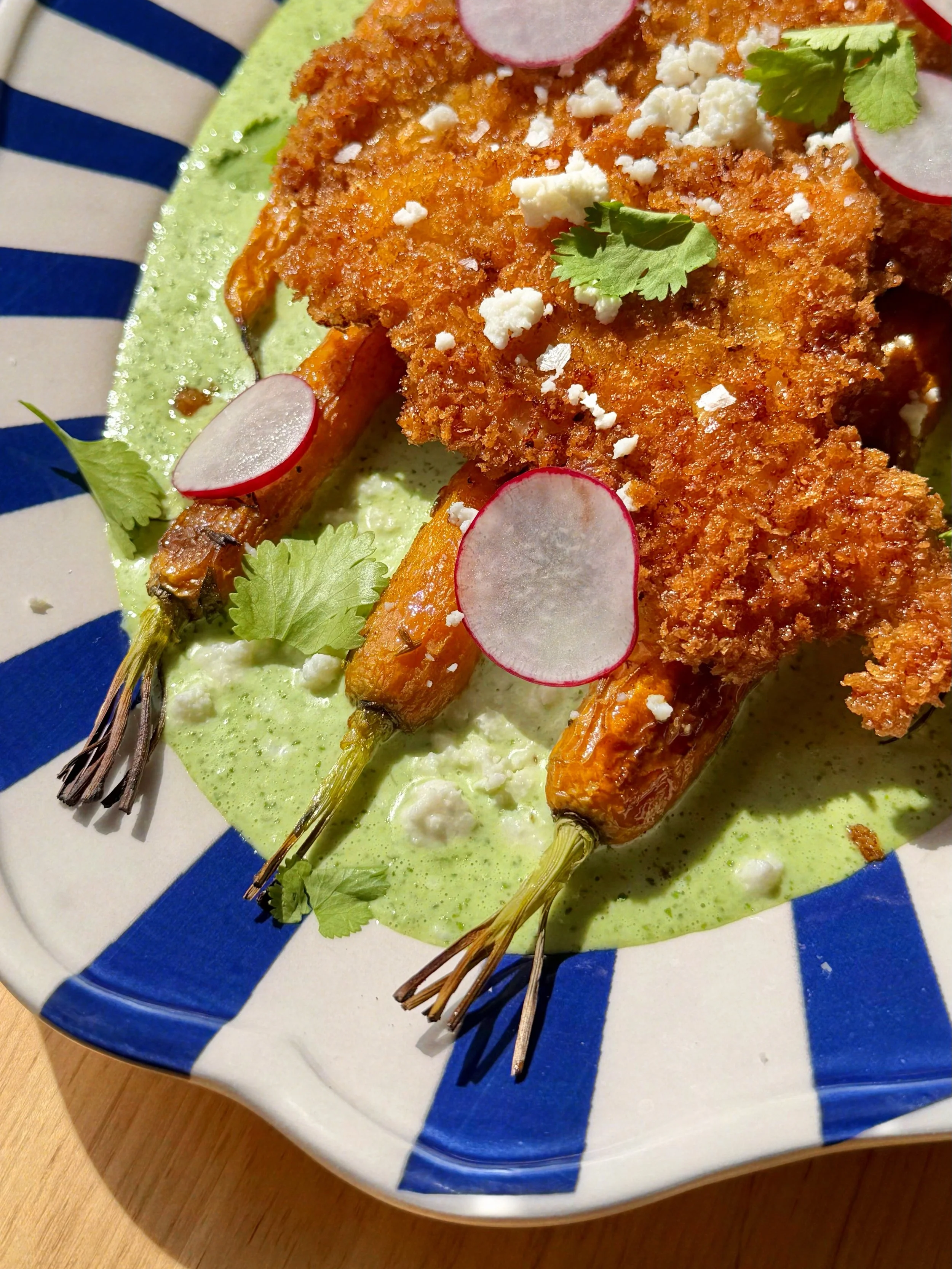 Crispy Chicken with Aji Verde &amp; Carrots