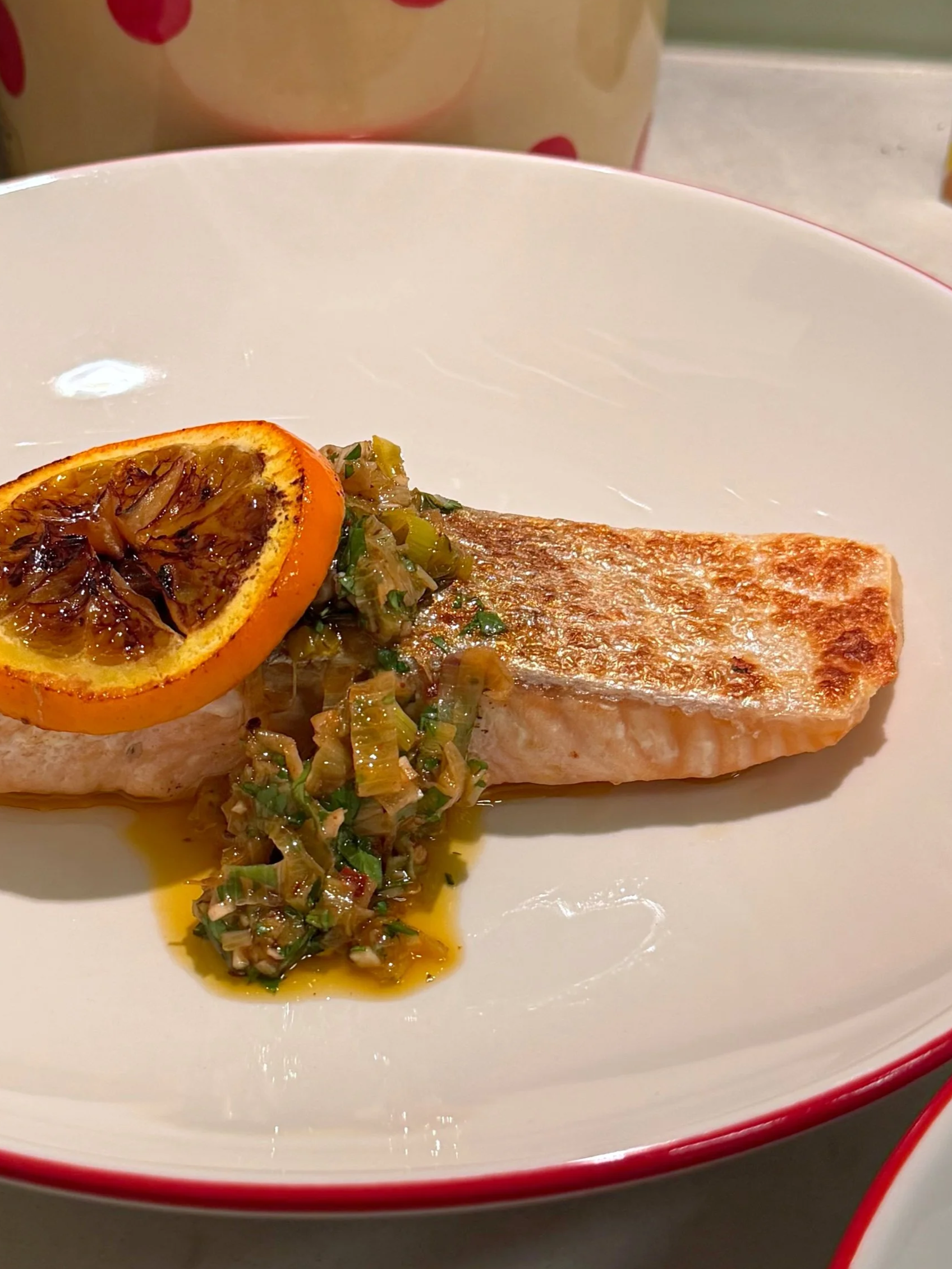 Salmon with Caramelized Leek Chimichurri &amp; Citrus
