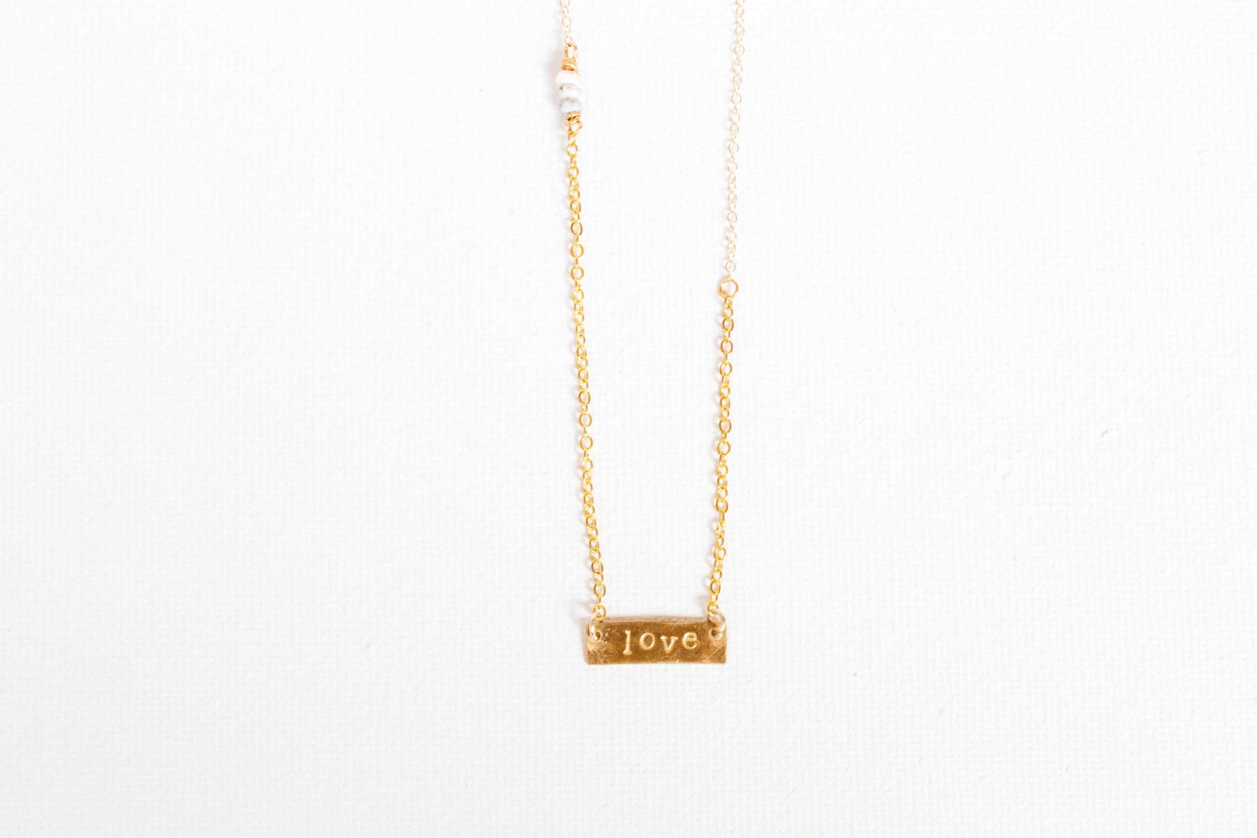 gold chain brass plate word engraved necklace