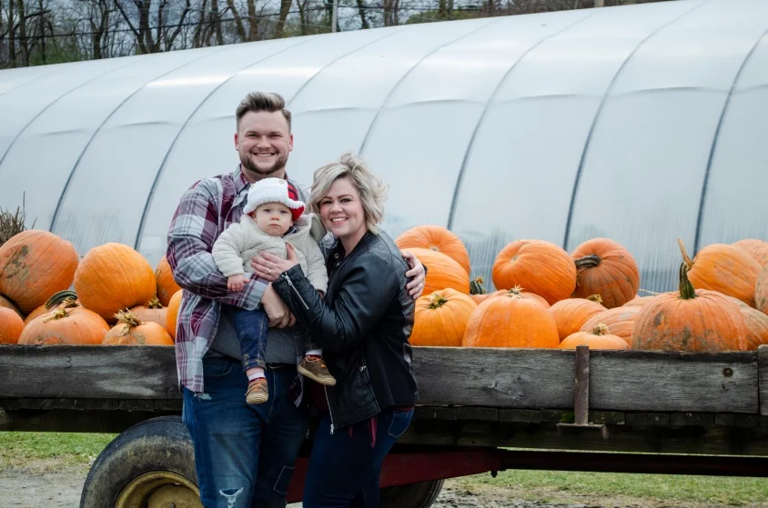 Bud, Grace, & Tripp Fickley celebrate fall.