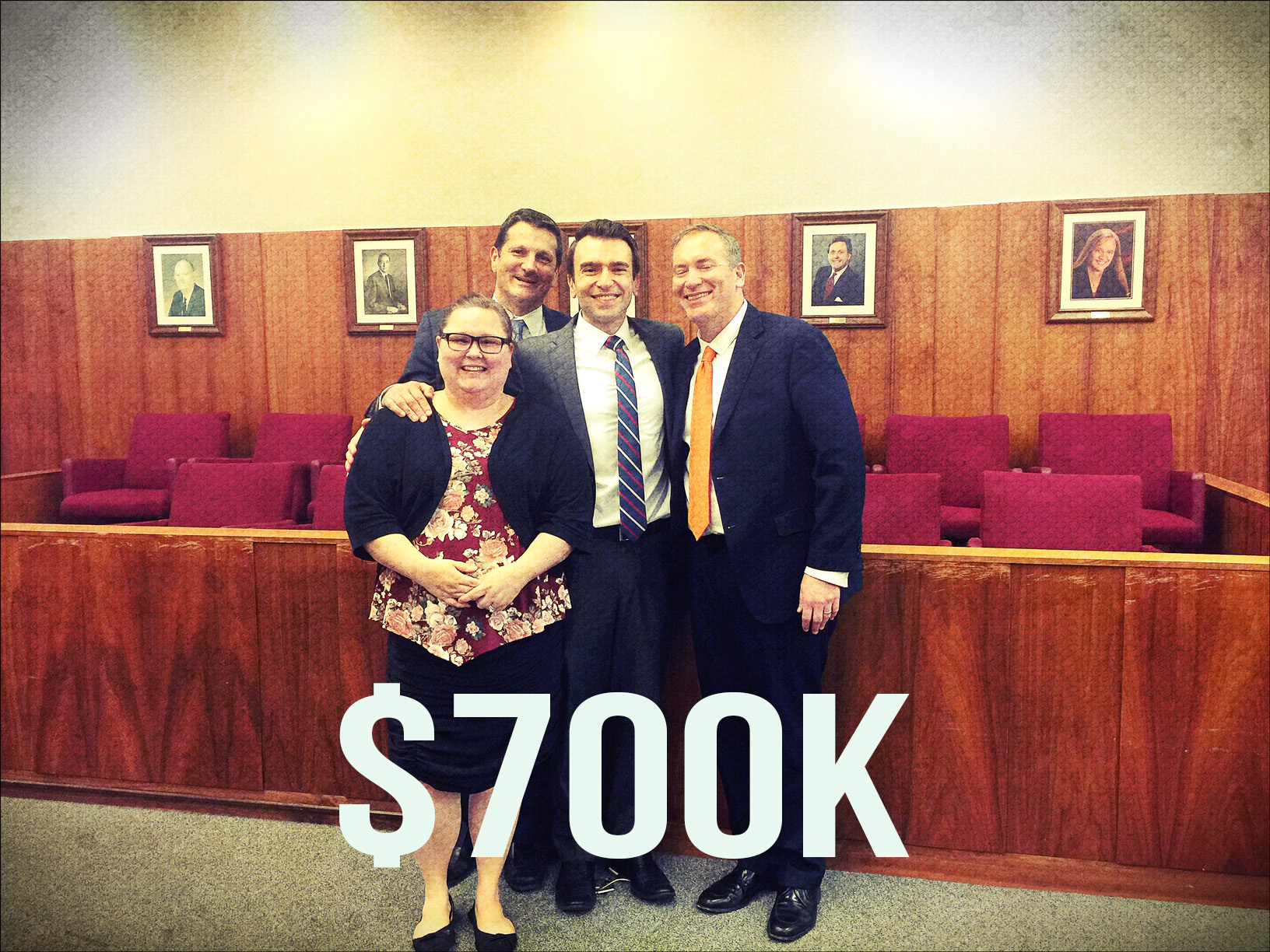 Our client, Kayla Hill; Bo Bolus; Nick Naiser; Matt Schad. Clark Circuit 4, Hill v. Woodiel. 