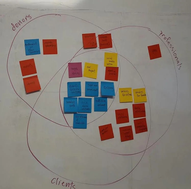 During this brainstorming exercise with program staff, we created a triple venn diagram to compare user needs.