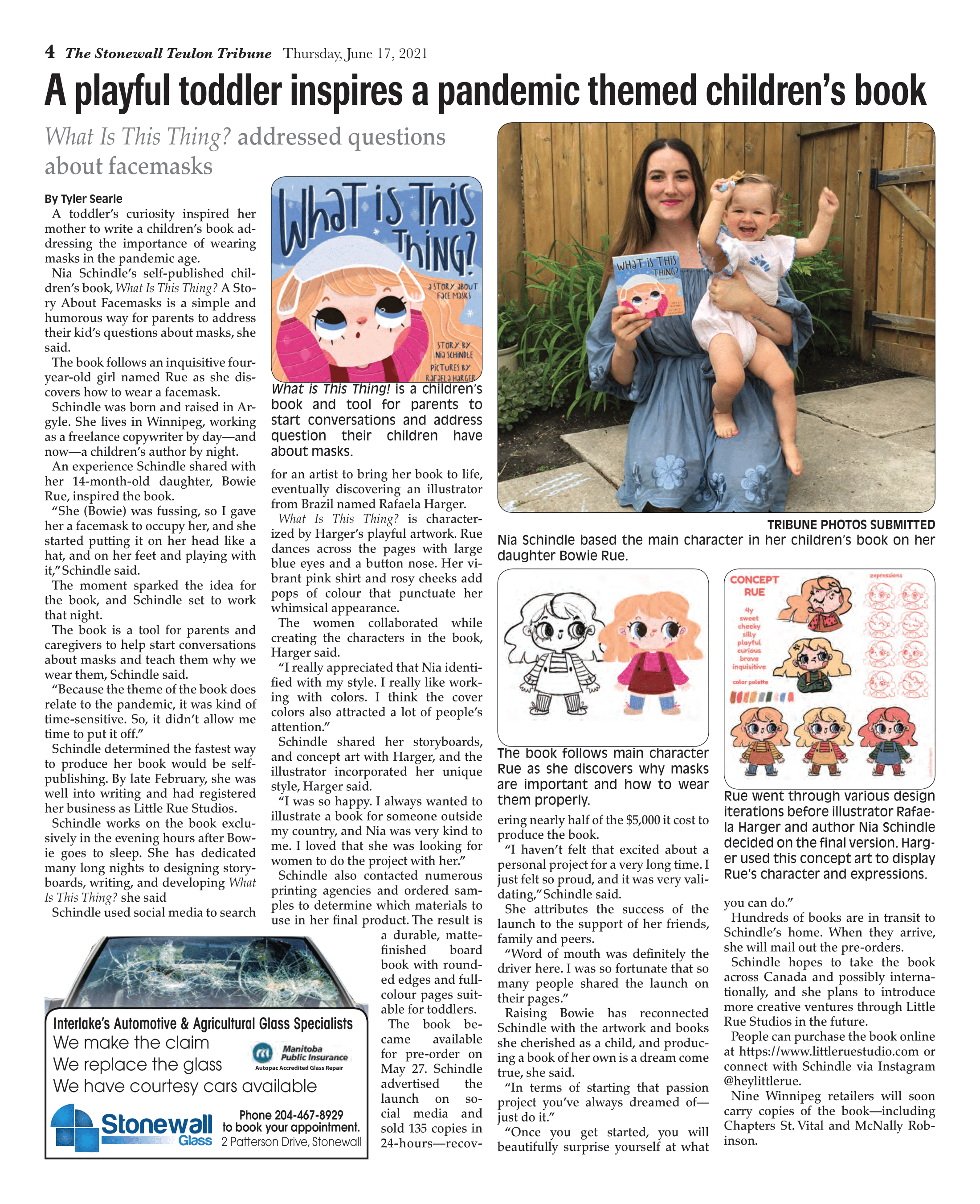 Nia Schindle Book - Stonewall Tribune.PNG