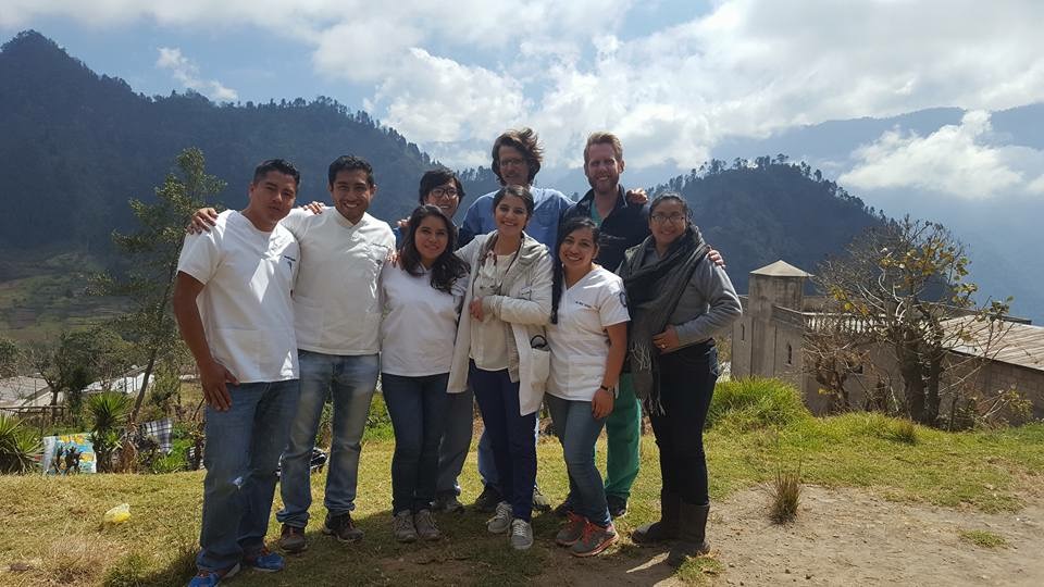 4th year Guatemalan and foreign medical students at a mobile clinic in Las Majadas