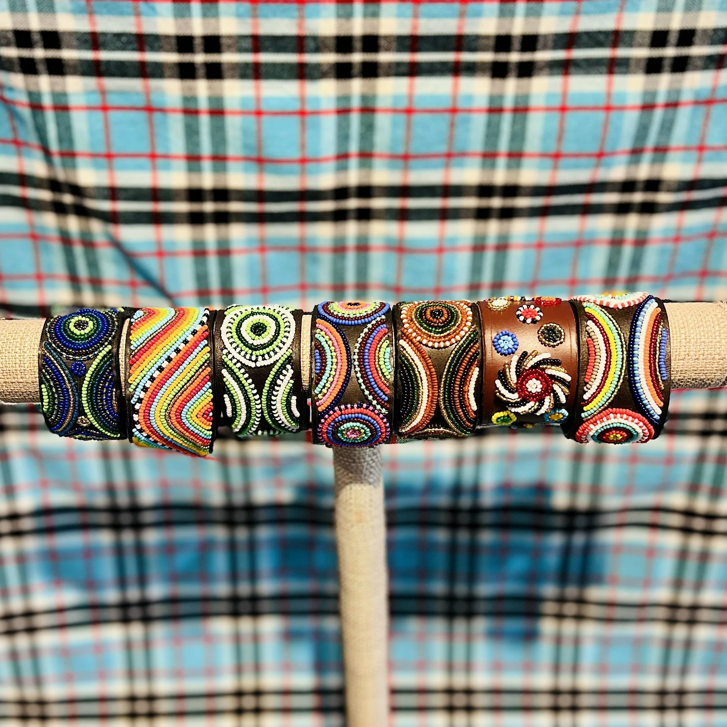 Beaded Leather Snap Bracelet