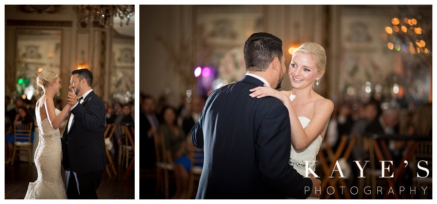  colony club wedding photographer capturing the bride and grooms first dance 