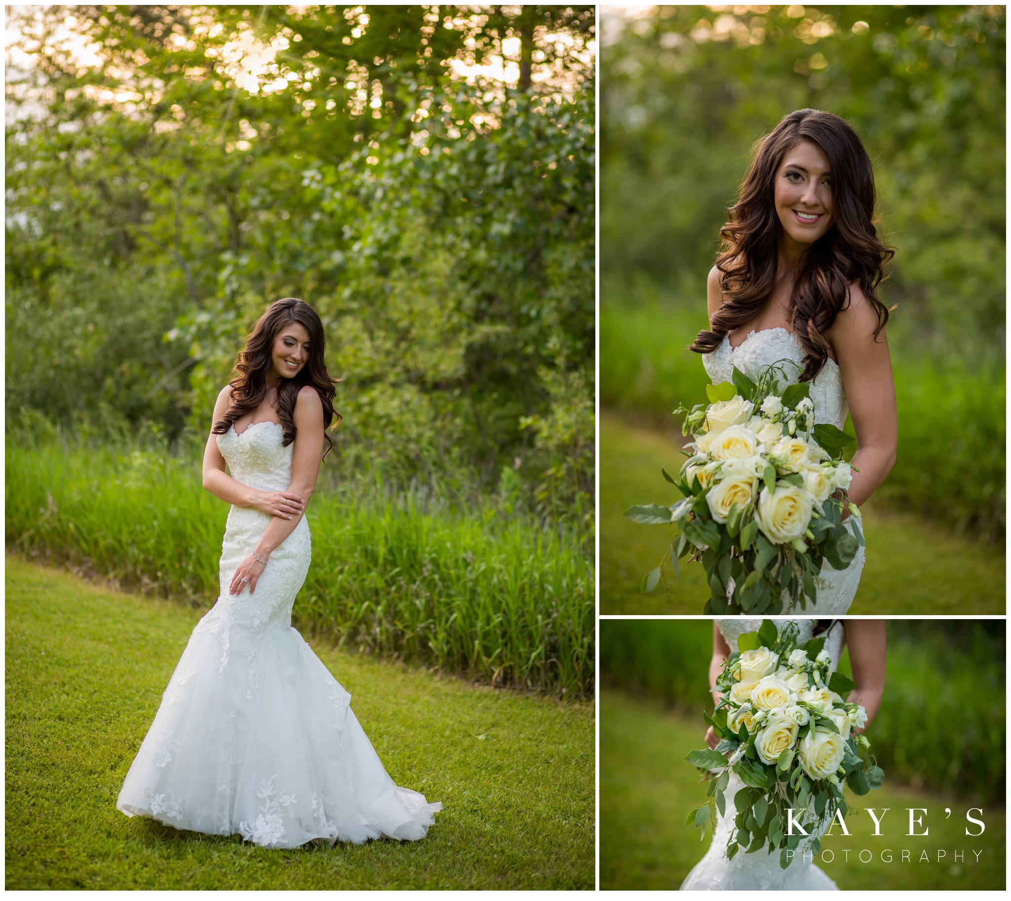 beautiful simple bride with hair down in pontiac michigan