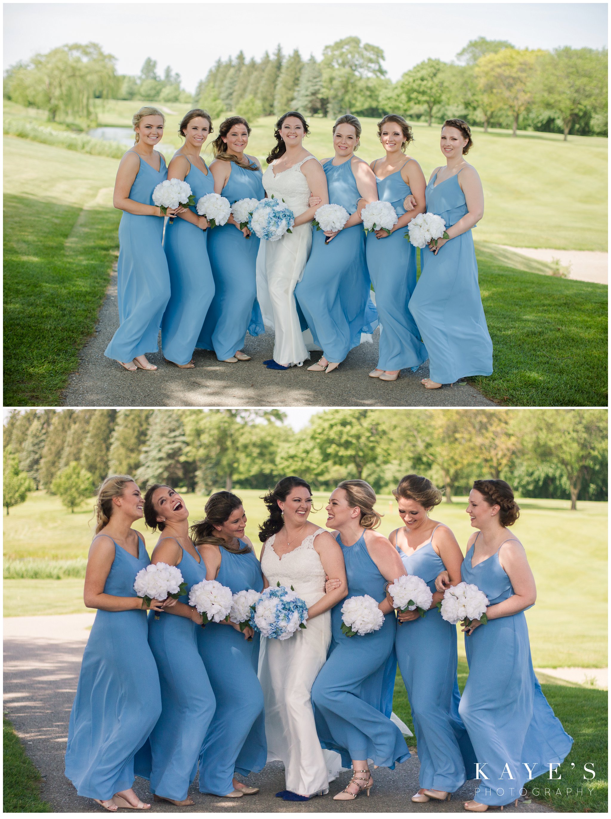 bridesmaids with bride at fox hill golf club in plymouth michigan