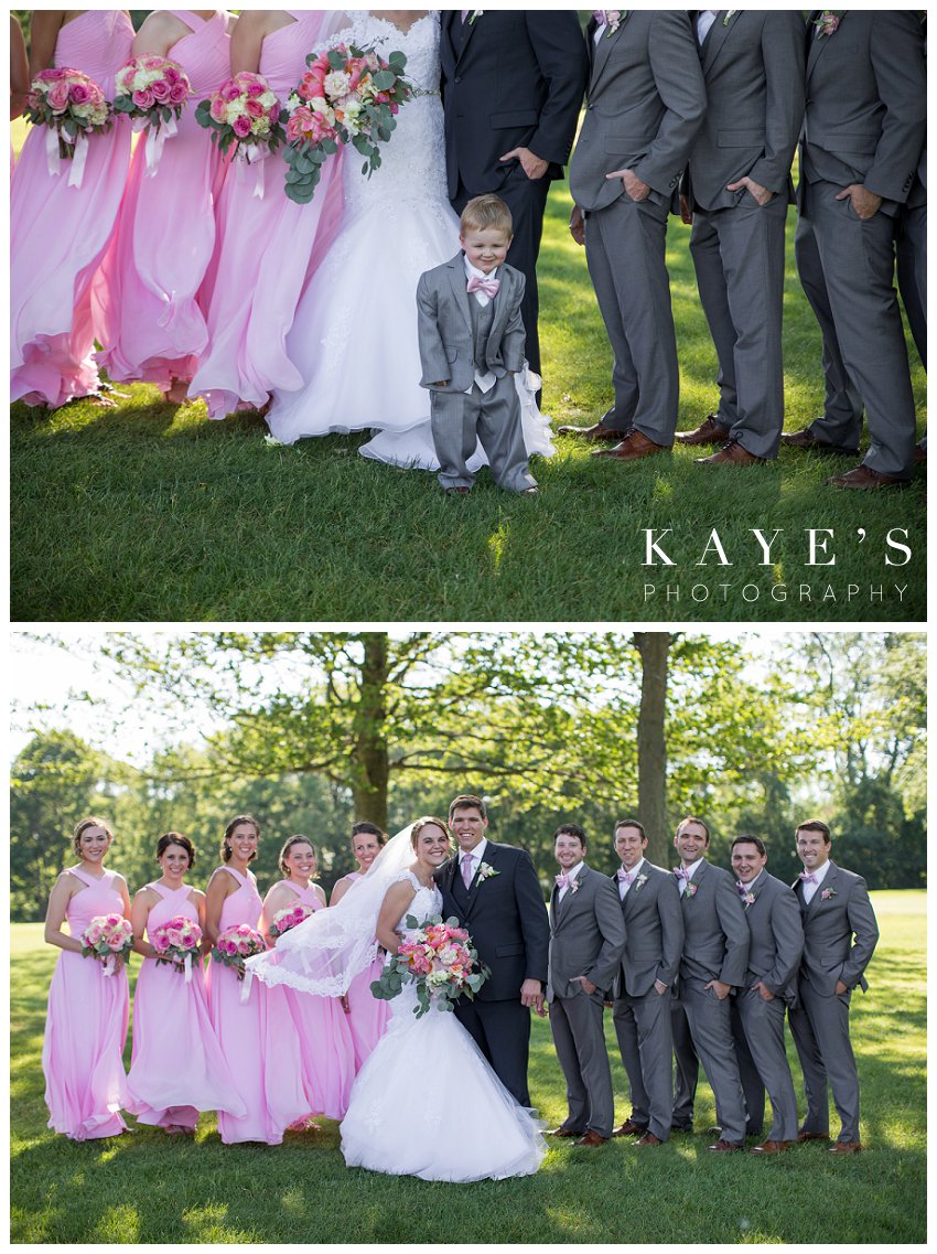 Bride and Groom with wedding party during photo shoot in Flint Michigan