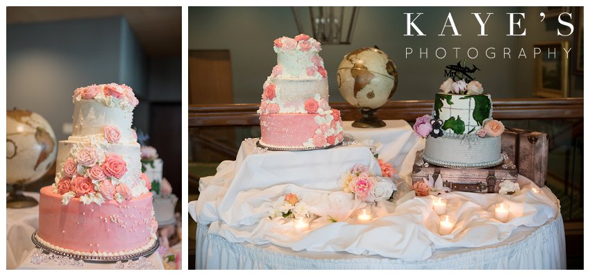 Wedding cake at a reception in Flint Michigan