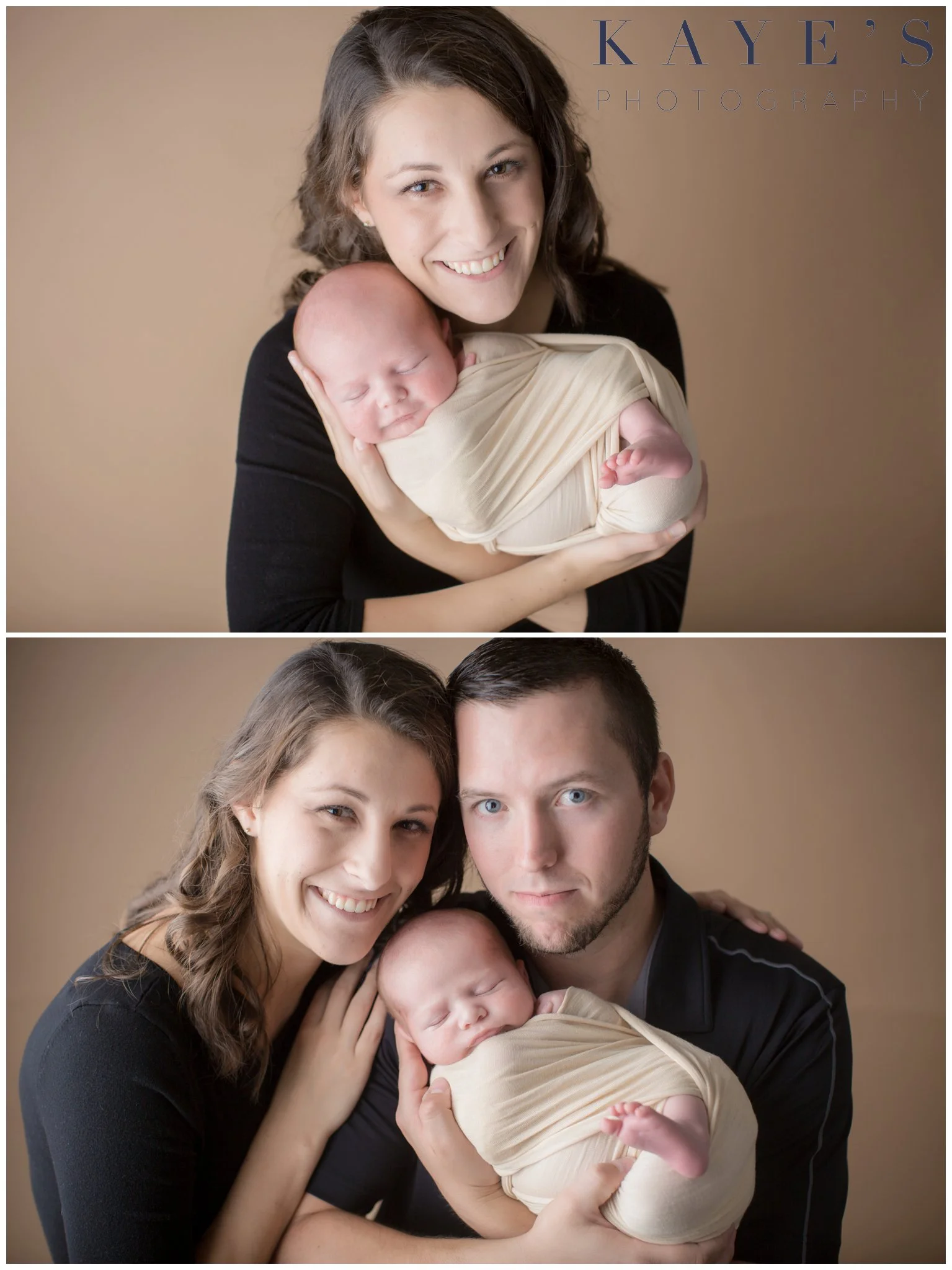 baby boy with mom and dad during studio photography session in grand blanc studio