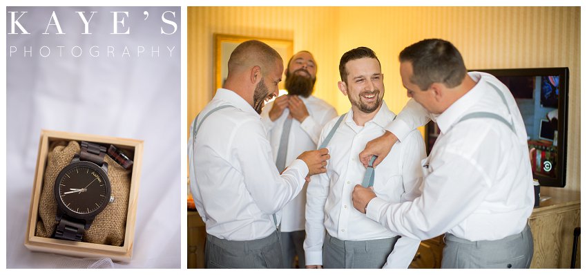 groom getting ready before wedding day photos