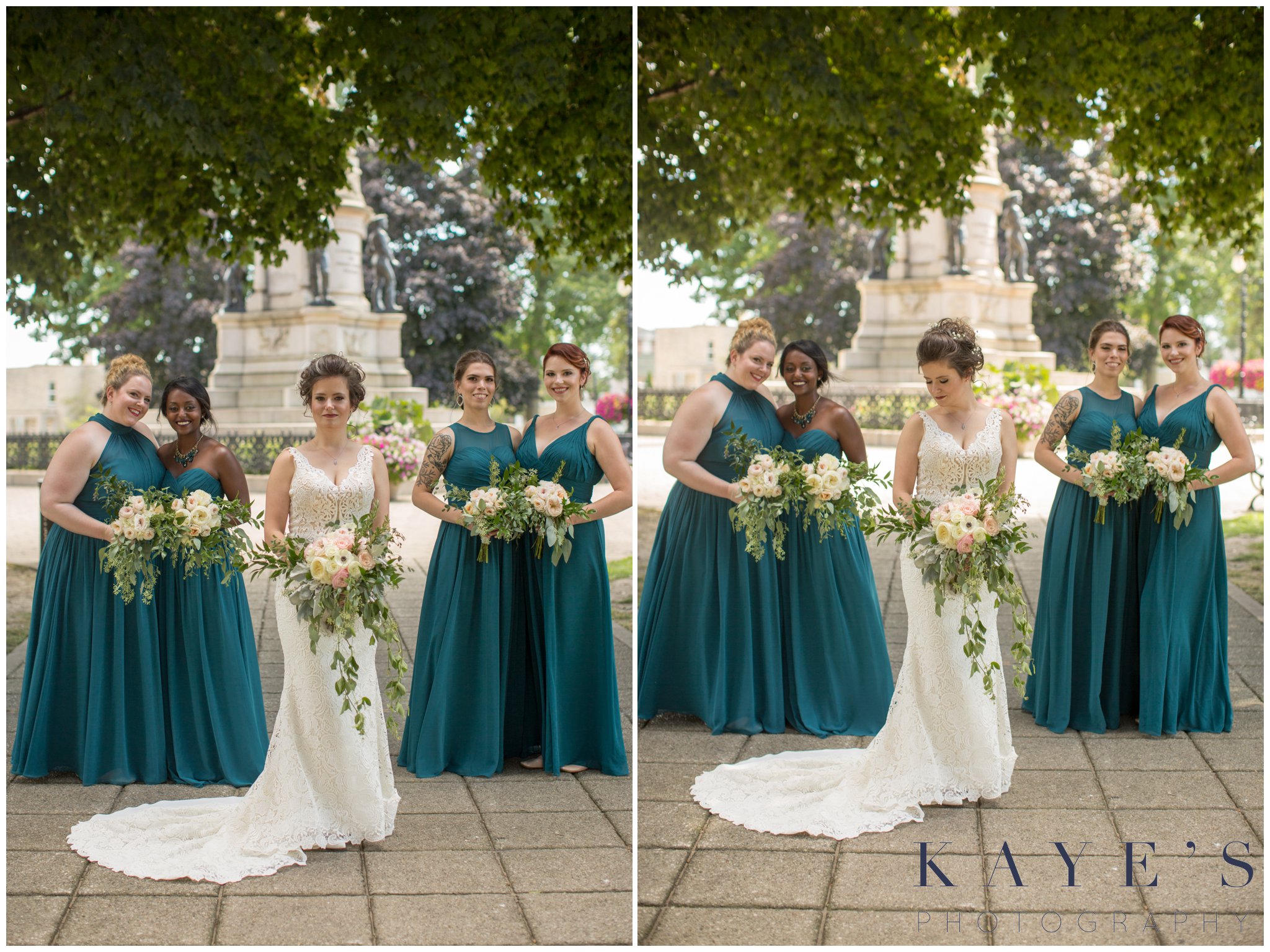 bride with bridesmaids in muskegon michigan