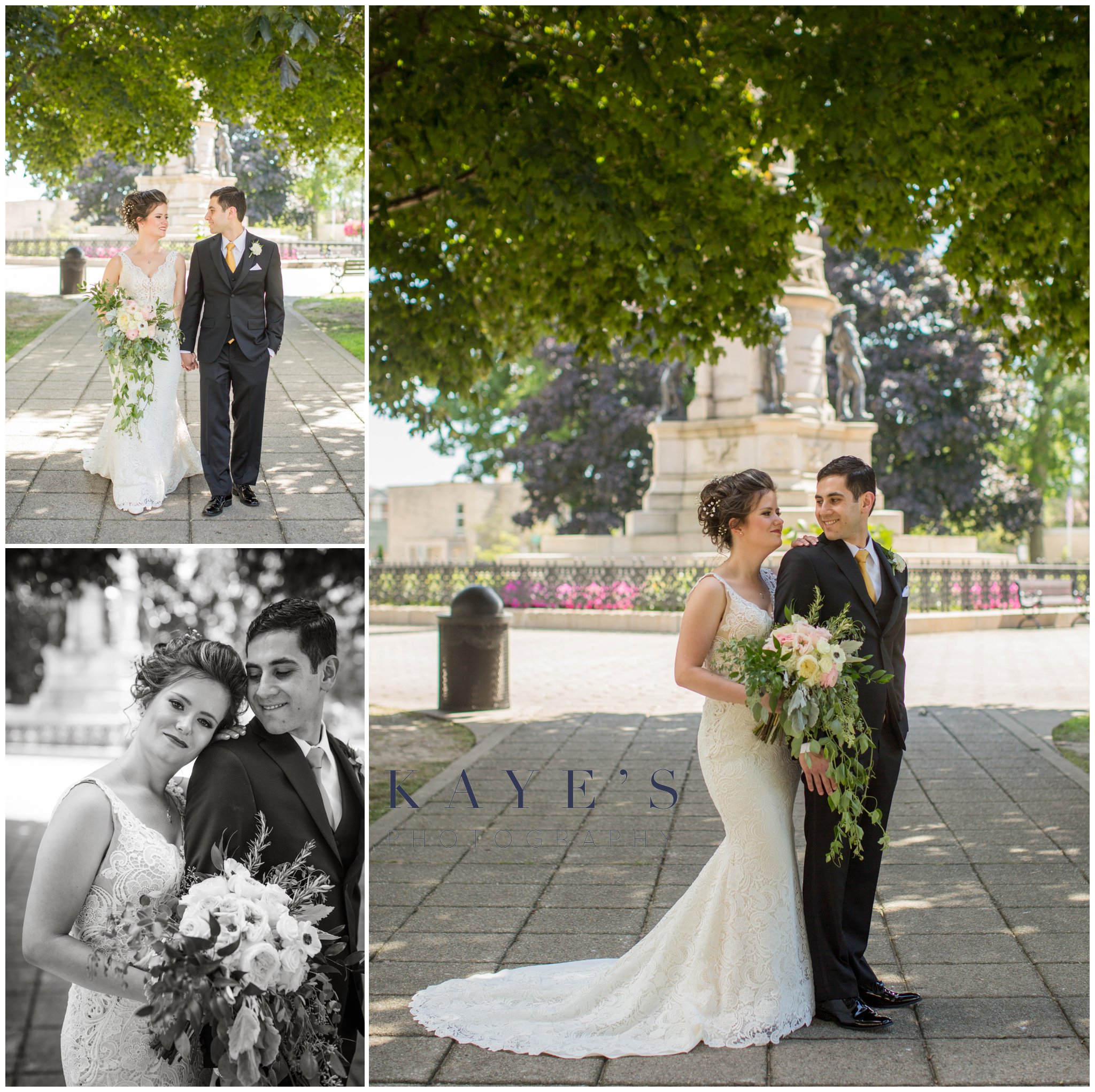 bride and groom in a park in muskegon mi