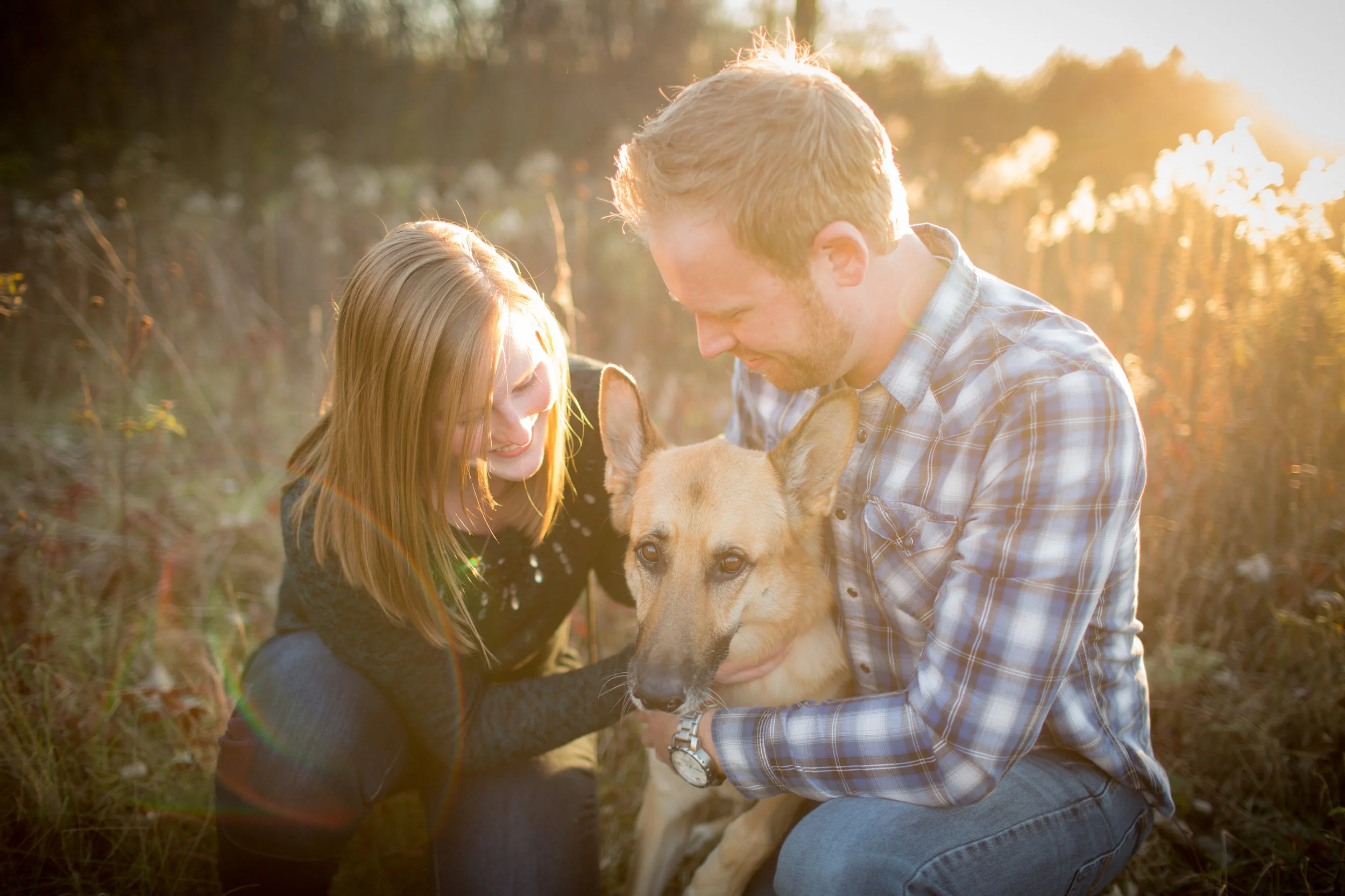 engagement portraits with your dog in Detroit Michigan with Kaye's Photography