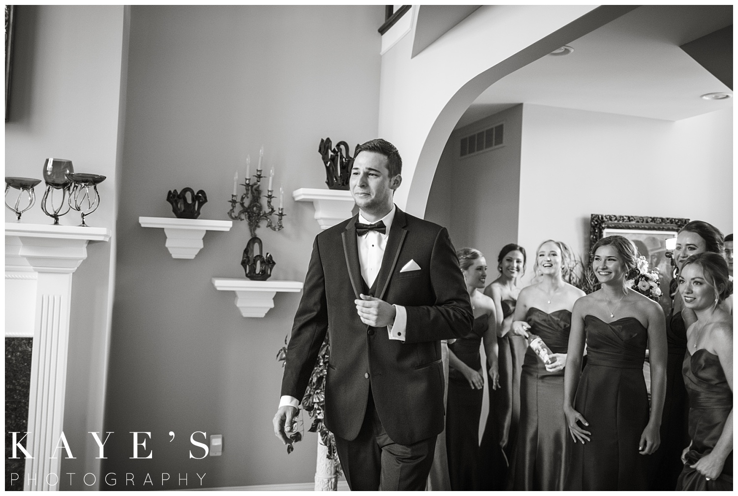 first look at his bride on polish wedding day during palazzo wedding by kayes photography
