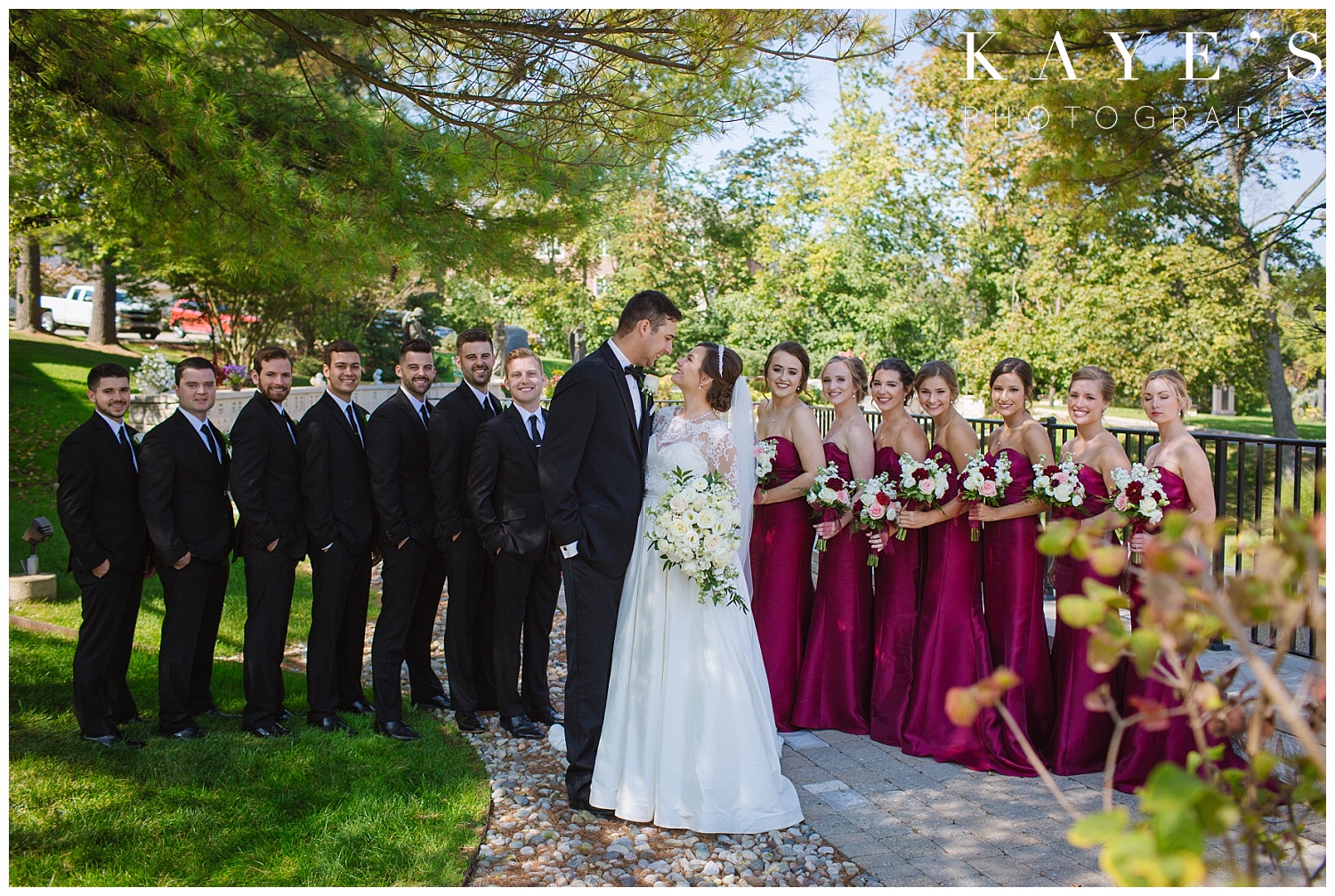 bridal party outside of St. Hugo in detroit michigan for wedding