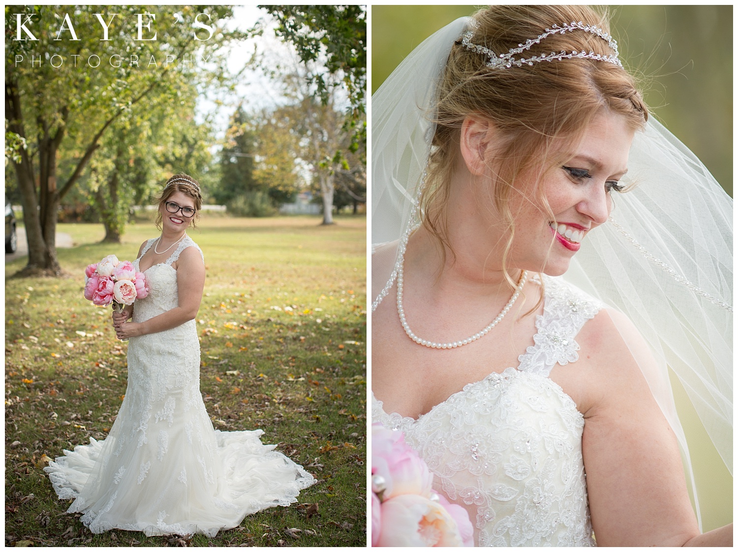 Bridal portraits outside on wedding day in Michigan fall wedding