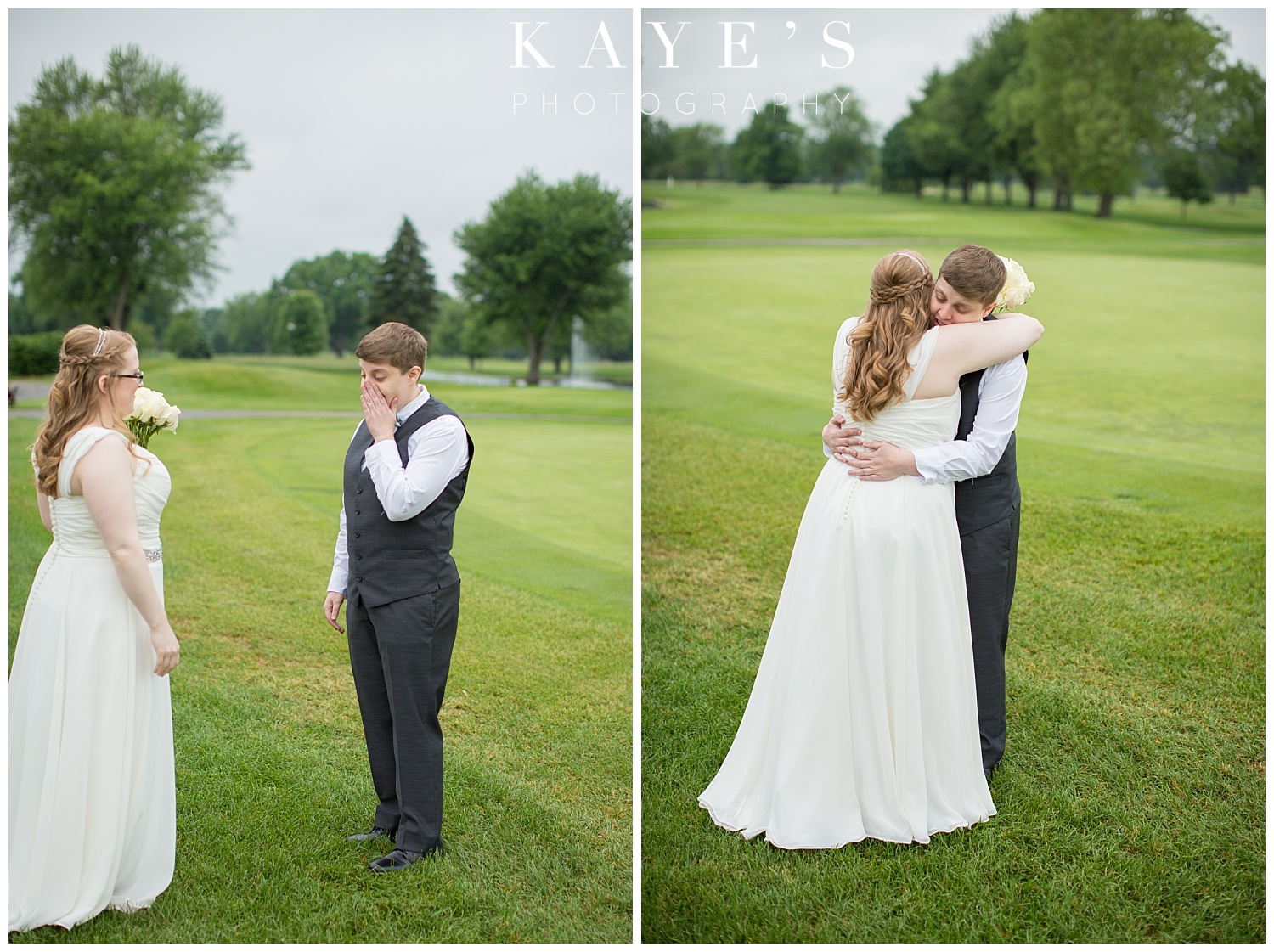 first look of two brides in same sex wedding