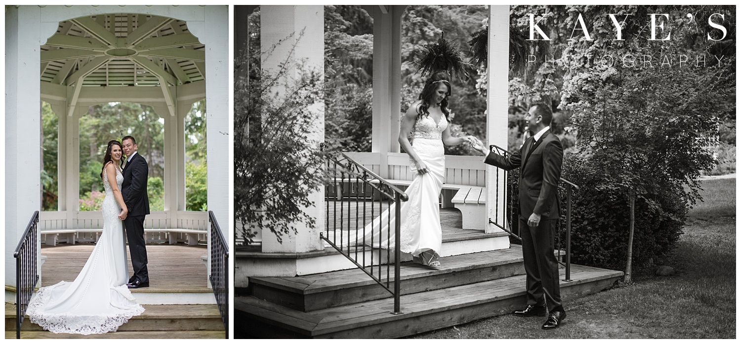 bride and groom portraits at the governors museum before wedding with kaye's photography