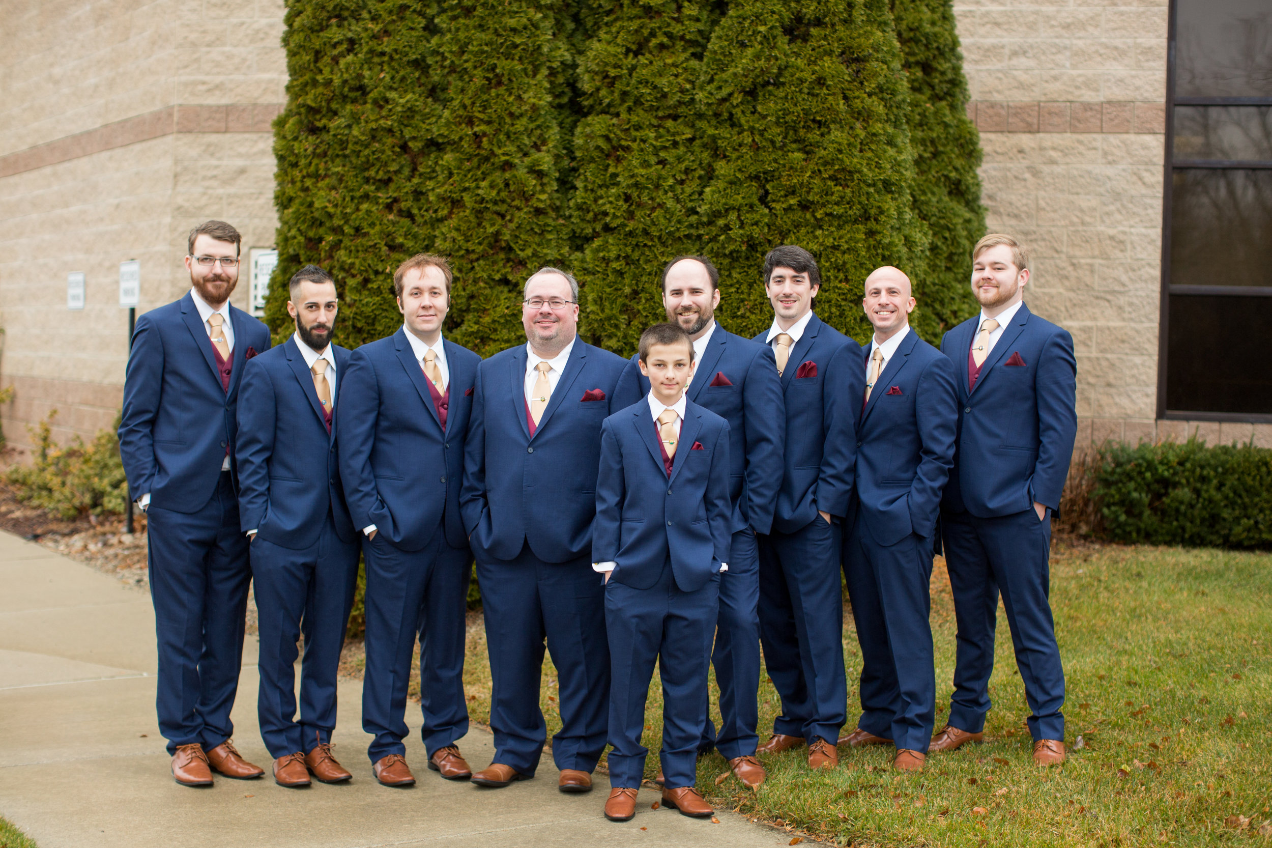 Groom and Groomsmen during wedding portraits in detroit, Michigan